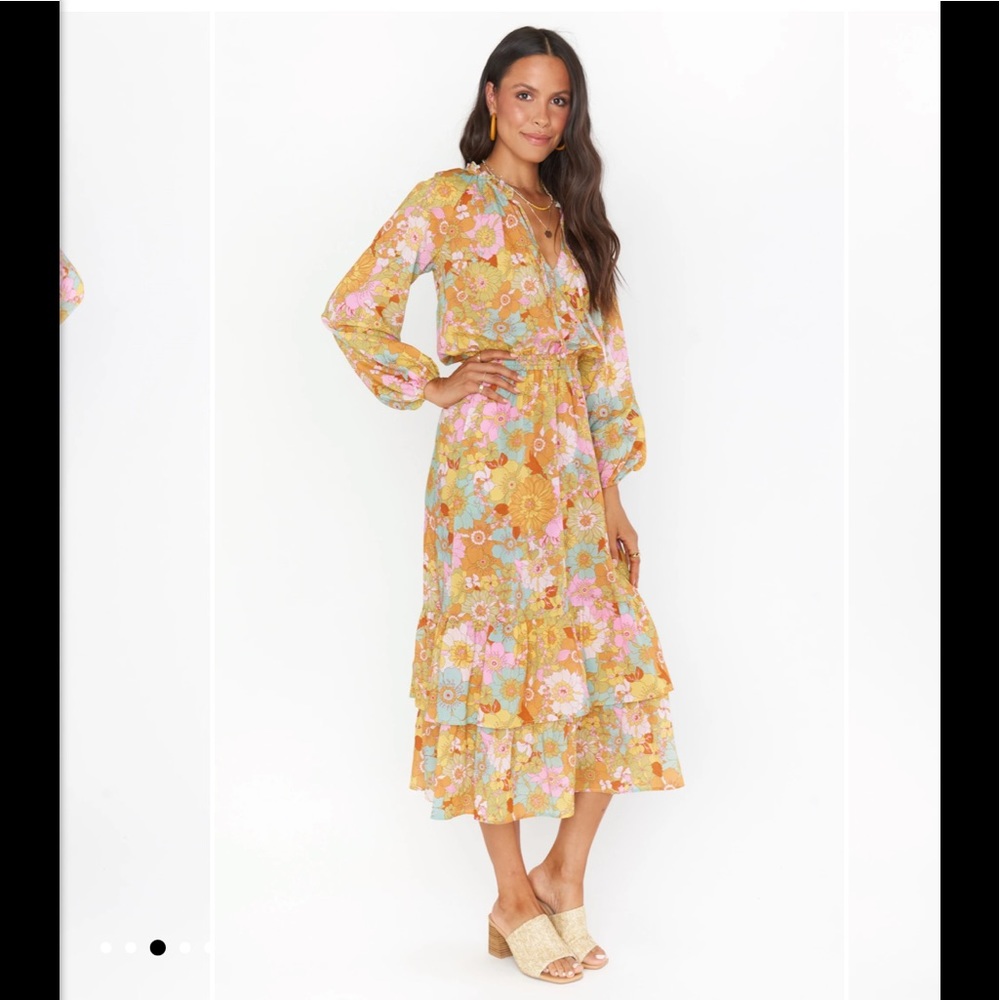 Show Me Your Mumu Cait Midi Dress size Small color groovy blooms